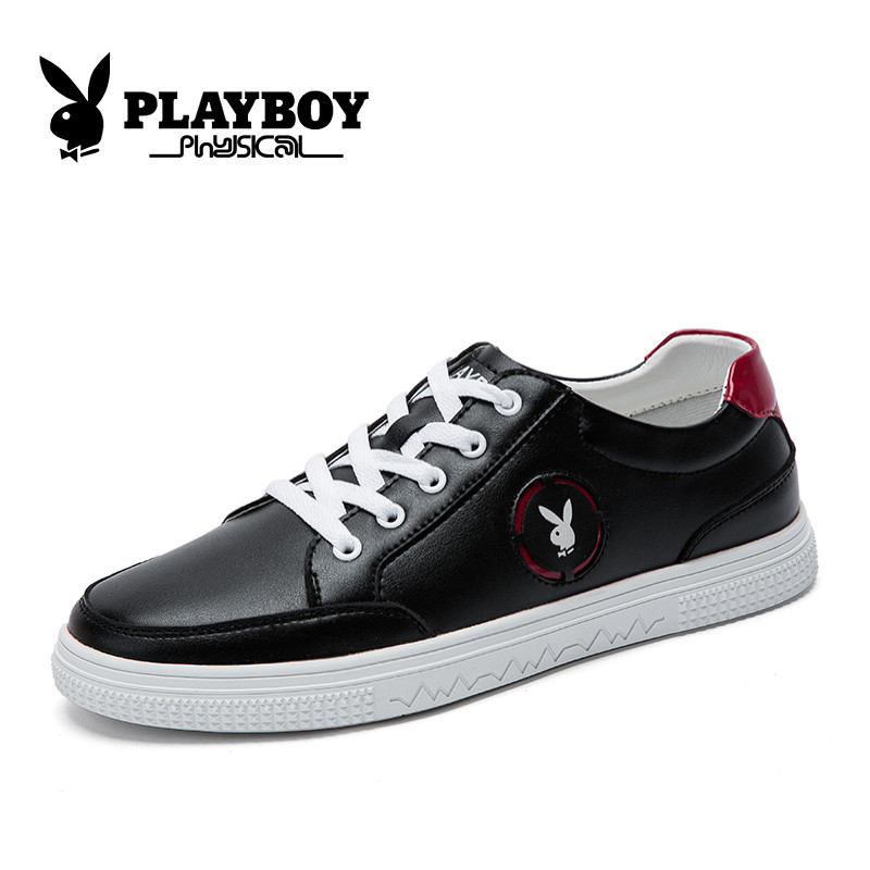 花花公子 （PLAYBOY） 男鞋时尚休闲板鞋 韩版小白鞋 CX39228 黑色 42码