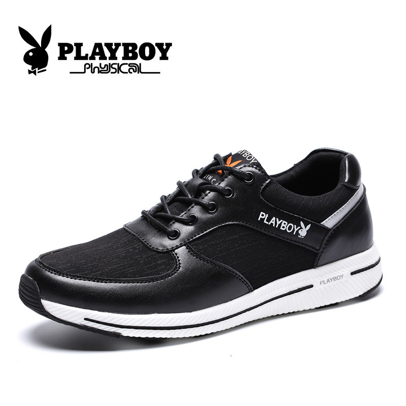 花花公子(PLAYBOY)百搭男鞋秋季时尚潮流运动鞋透气跑步鞋 X39314 黑色 42码