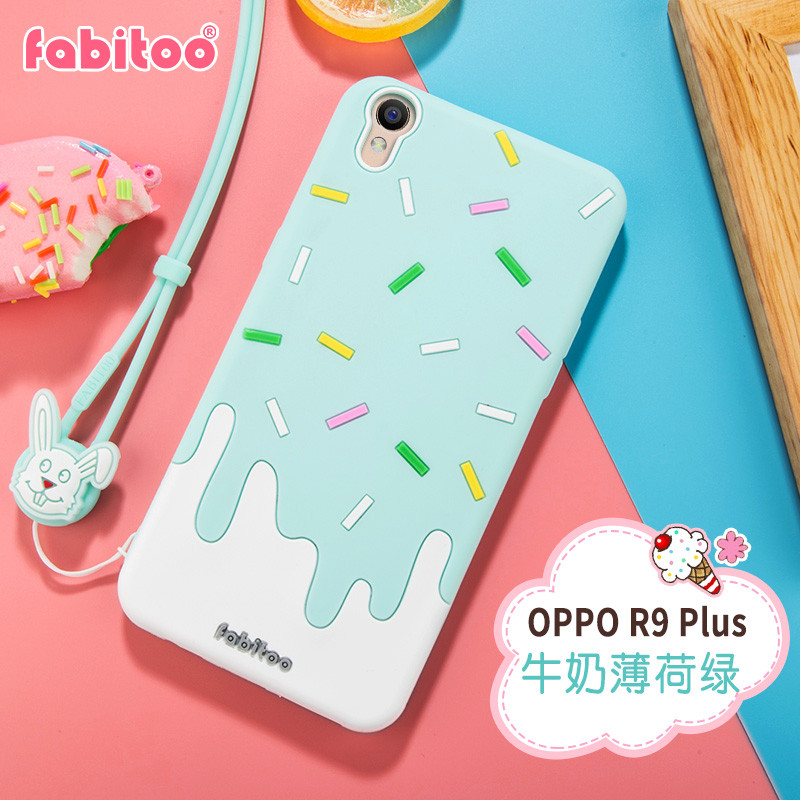 oppor9plus手机壳opr9pius保护套0p硅胶opop卡通r9pus0pp0 r9plus薄荷绿