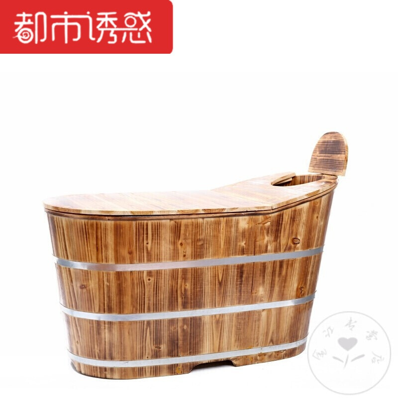 沐浴桶木浴缸泡澡美容院蒸汽浴大号浴缸环保加热恒温加厚简易按摩 130*60*62/72(碳化带盖)