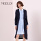 NEELLY/纳俪2018春季新款中长款纯色简约显瘦针织开衫 S 正红