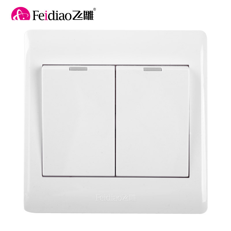 飞雕（FEIDIAO）开关插座面板套餐家用墙壁二三5五孔10A电源插座A3嘉润86型一开双控开关 A3嘉润套餐 大二开双