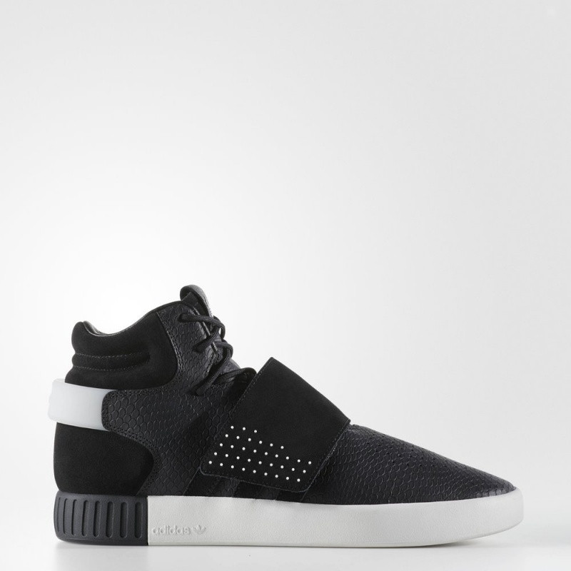 阿迪达斯男鞋高帮板鞋2017秋冬新款Tubular侵略者三叶草休闲板鞋BY3636 1号黑色/1号黑色/晶白 43.5