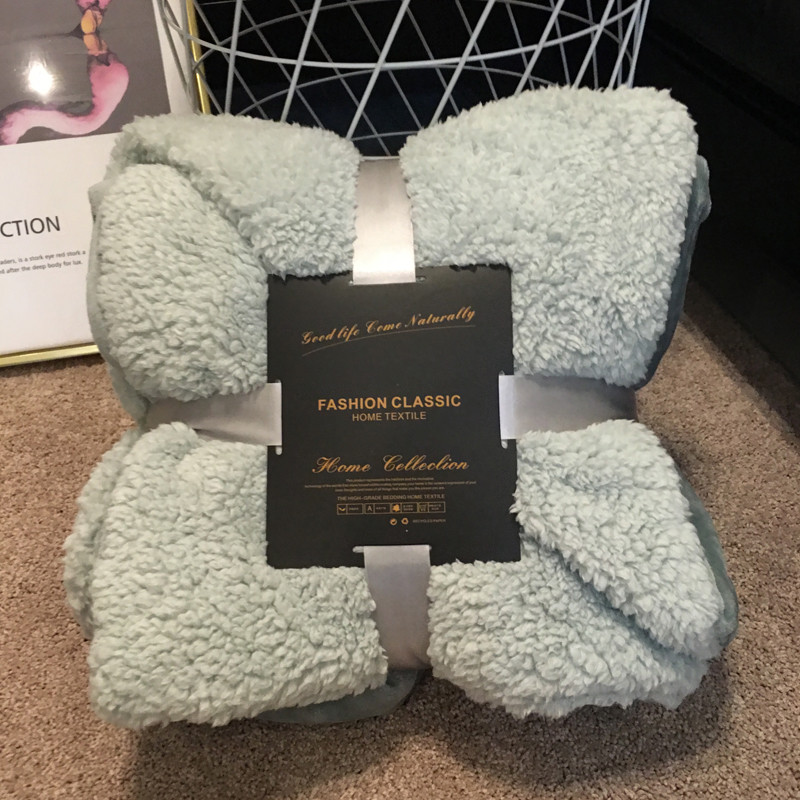 毯子男孩教室新生男朋友宿舍小号毛毯高中中学生加绒暖和盖腿_2 180*200厘米 烟雾蓝