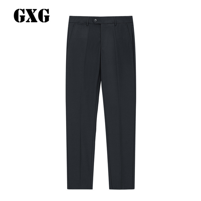 GXG休闲裤男装冬季男士修身型藏青色套西西裤休闲长裤#64814526 185/XXL 黑色