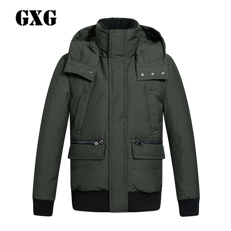 GXG羽绒服男装冬季男士修身时尚休闲潮流绿色羽绒服男#64111516 165/S 绿色