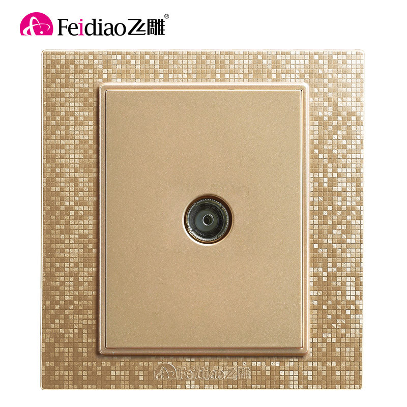 飞雕（FEIDIAO）开关插座面板套餐家用墙壁魅影金系列二三5五孔10A电源插座一开开关五孔插座 魅影（香槟金）系列套餐 电视插