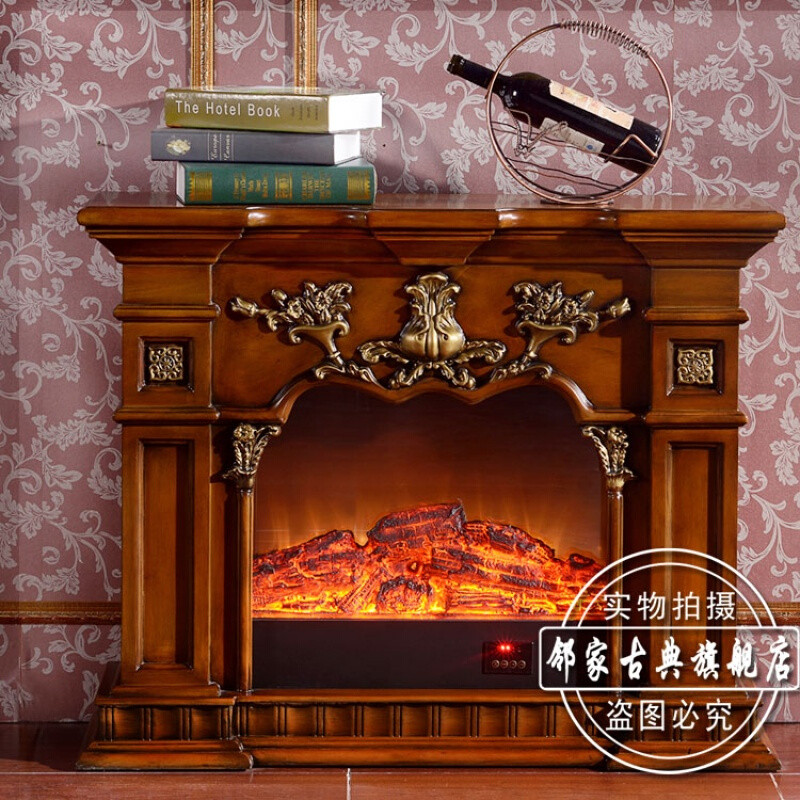 洋子（YangZi）1.5/1.2/1米欧式壁炉深色壁炉白色壁炉贴银箔壁炉壁炉取暖器_1 1.2深色不含炉心
