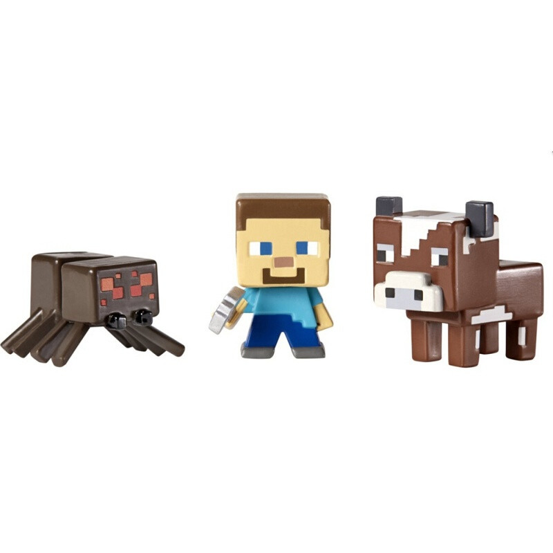 洋子（YangZi）Minecraft我的世界苦力怕全款人偶积木像素手办摆件大量现货南瓜头_1 蜘蛛+史蒂夫+棕牛