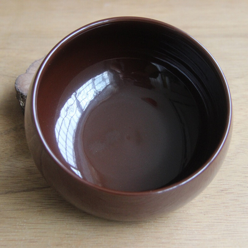 洋子（YangZi）纯黑素食碗钵僧人饭碗咖啡色黄色钵盂釉下彩青瓷陶瓷碗 咖啡色大碗有小瑕疵