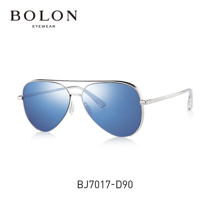 BOLON暴龙太阳镜男女开车司机偏光2018新款经典蛤蟆镜阻隔眩光潮BL7017 D90银蓝色