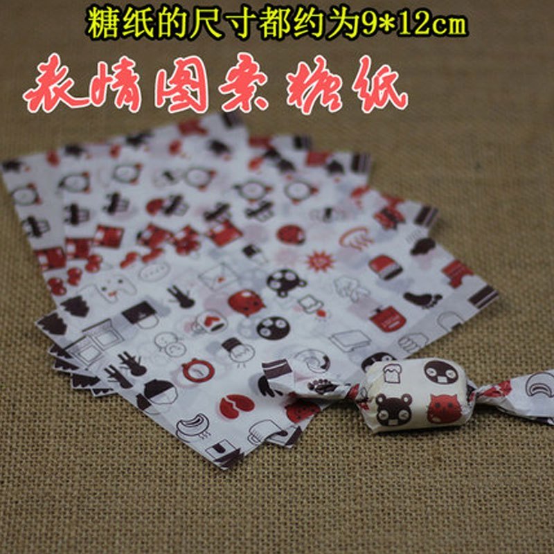 100张牛轧糖包装油纸烘焙点心包装糖果蜡纸糖纸糖袋多色多款多功能生活日用收纳用品时尚创意 18表情