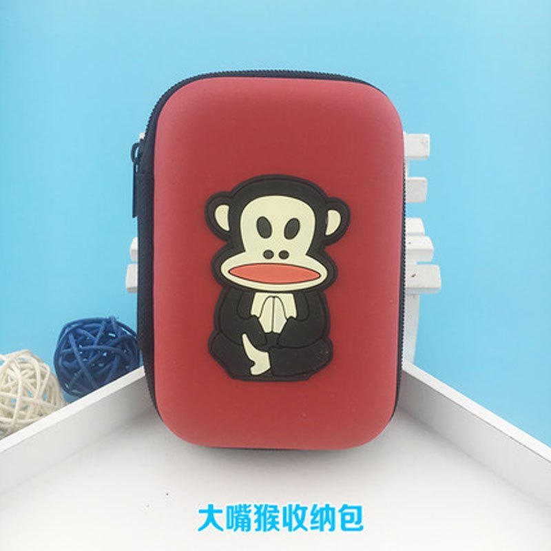 苹果数据线卡通收纳盒耳机包零钱包数码收纳包U盘充电宝包时尚创意便携式拉链设计生活日用收纳用_1 大嘴猴
