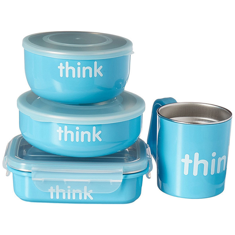 4件套 Thinkbaby 辛克宝贝 220102 儿童不锈钢宝宝餐具礼盒 梦幻蓝