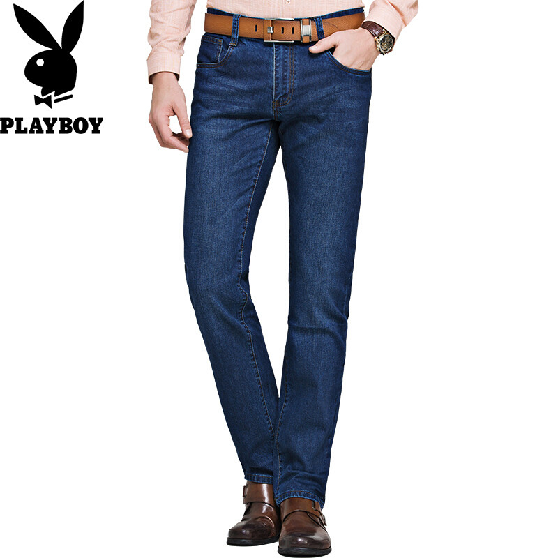 花花公子PLAYBOY牛仔裤男修身春夏新款弹力直筒男裤商务休闲青年男士裤子_0 29/2尺2 1013牛仔蓝皮牌