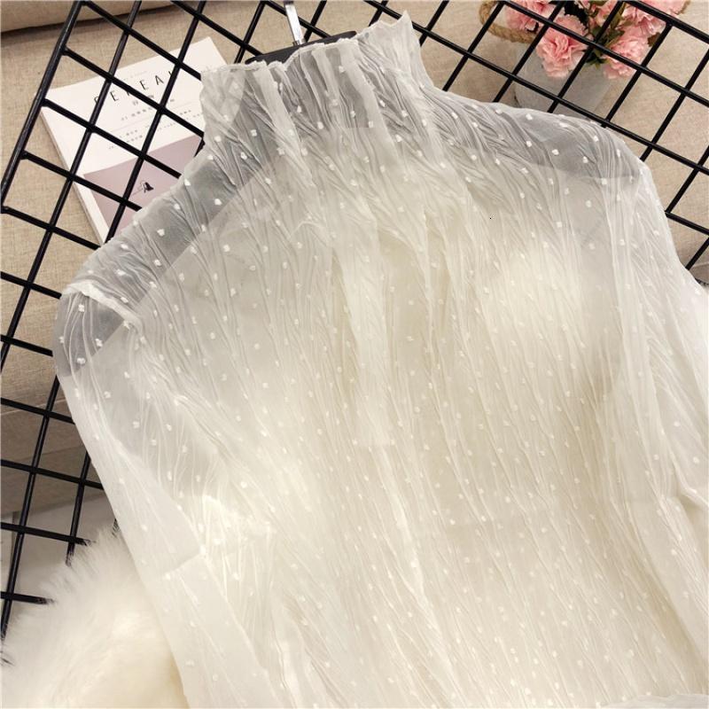 18款式2018新款女韩版雪纺衫上衣超仙黑色小衫蕾丝打底衫女长袖百搭_9 均码 白色