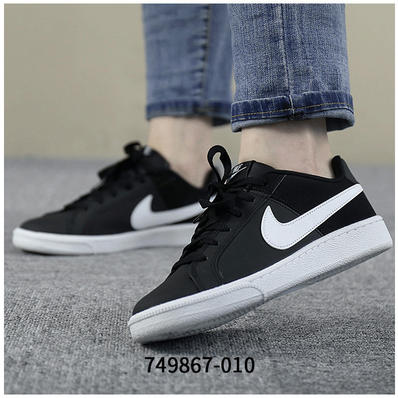 耐克女鞋2018春季运动鞋COURT低帮轻便防滑休闲鞋板鞋-749867-010 黑色/白色 36.5