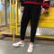 18款式2018春季新款休闲裤子男学生韩版加绒加厚潮流百搭宽松修身小脚裤 2XL 黑色
