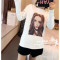 18款式2018早春新款圆领长袖加绒加厚白色棉T恤美女字母印花打底衫女装t 均码 金发女孩