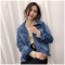 18款式牛仔外套配腰带韩版复古微宽松短款上衣长袖百搭夹克女2018春装 均码 牛仔外套单件(年后发货)