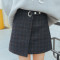 18款式毛呢半身裙秋冬女2018新款短裙女韩版学生高腰百搭格子包臀a字裙 M 藏青色