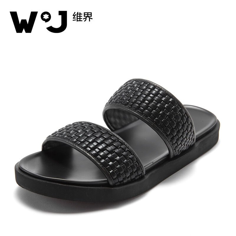 维界潮流不跟风特殊编织轻便沙滩凉拖鞋 黑色 41 黑色 43