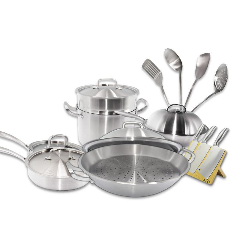 德国爱乐仕(ales)套装锅 asl-888 36cm 304不锈钢锅具套装24件 炒锅