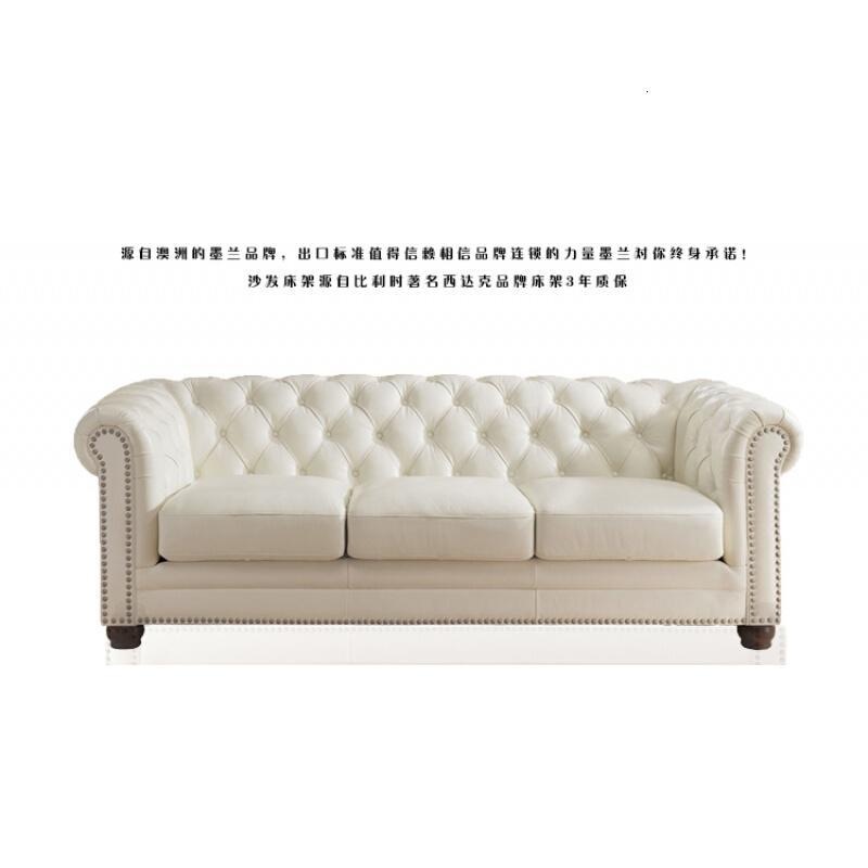 北欧美式乡村沙发床可折叠1.51.8米双人客厅复古真皮沙发床_7 白色环保皮