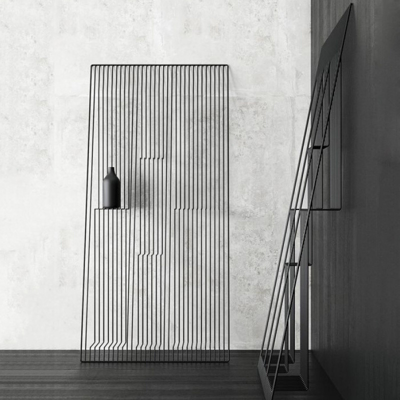 创意入户隔断墙北欧置物架线条简约书架玄关架展架屏风毕业设计 【金色】宽80*深25*高200