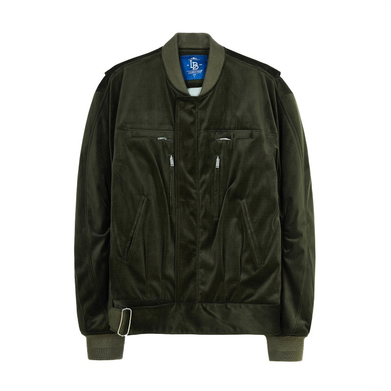 Libetter冬天外套男新品短款立领宽松棉服休闲帅气潮流男士棉衣9174103006 绿色 165/S
