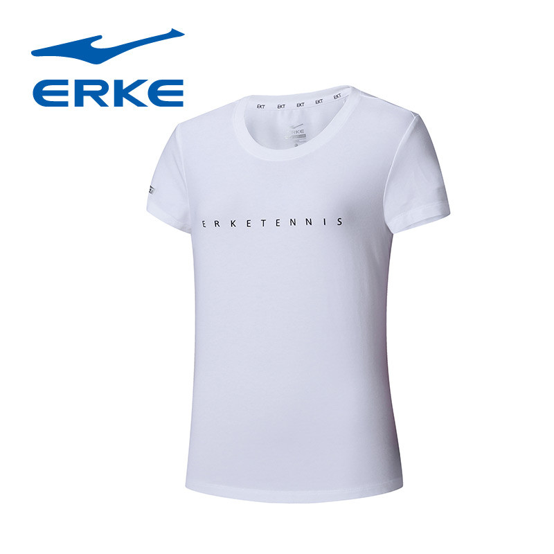 鸿星尔克（erke）百搭轻便夏季女款圆领短袖针织衫透气T恤12218219049 XL 正白