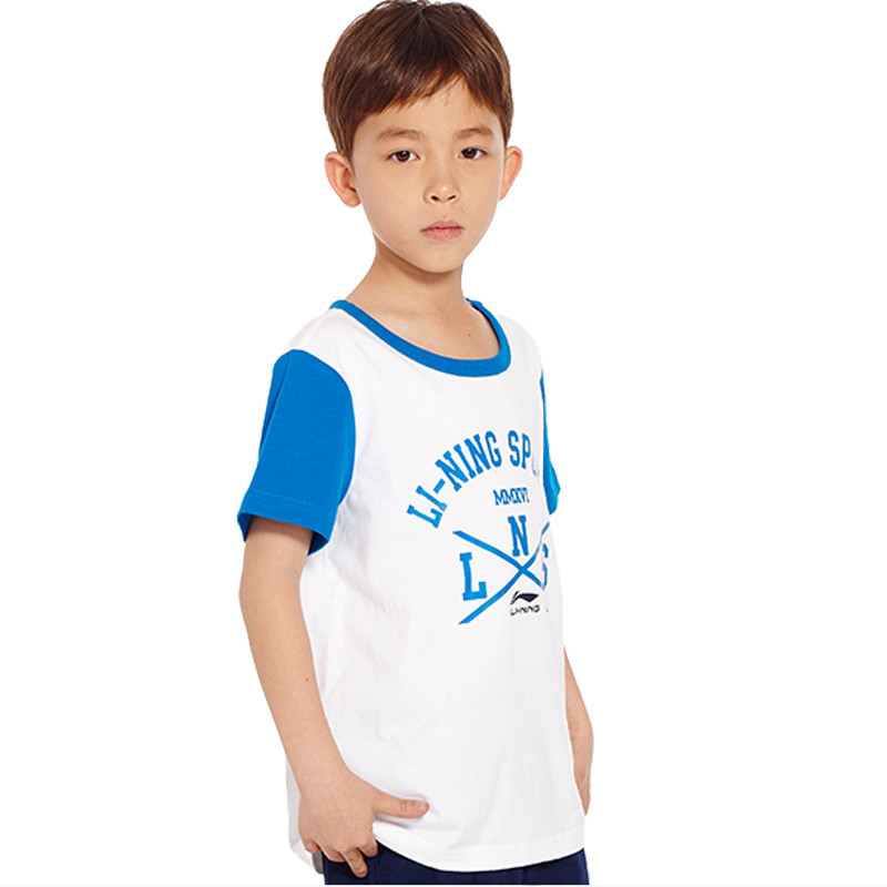 李宁男童短袖T恤ATSL035 140CM -4漂白色