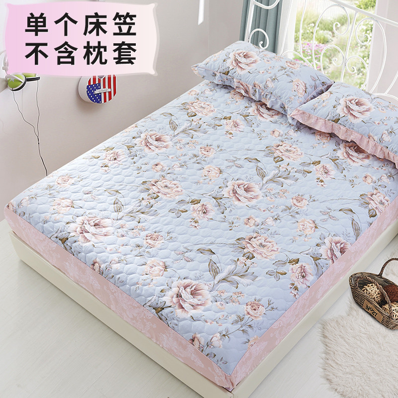 南极人纯棉夹棉床笠加厚防滑床罩1.5/1.8m床护垫全棉保护套_1 纯棉夹棉床笠180cmx200cm 风韵佳人-夹棉床笠