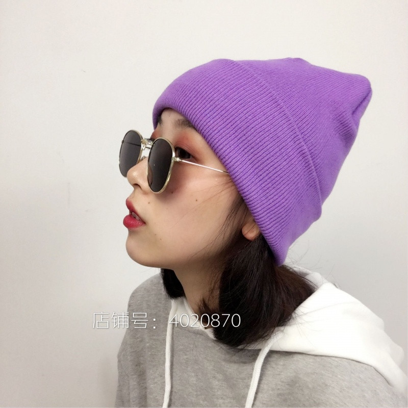 18款式店主自留时髦到炸裂的紫色冷帽！日系街头高密度厚实卷边针织帽子 茄子紫~