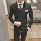 18款式商务正装男士双排扣西服套装三件套新郎结婚礼服韩版英伦西装外套 48 灰色（两件套）双排扣