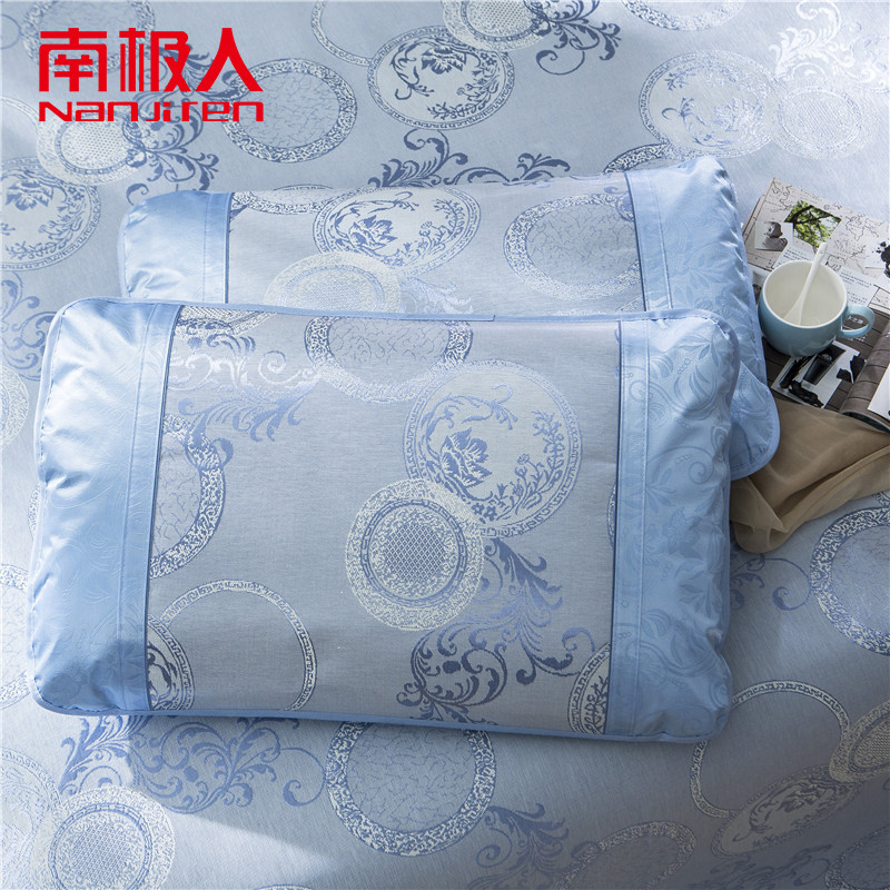 南极人(NanJiren)家纺 夏季清爽凉席/凉枕套冰丝枕套一对装 床上用品花草图案冰丝席枕头套枕芯套枕席两只装