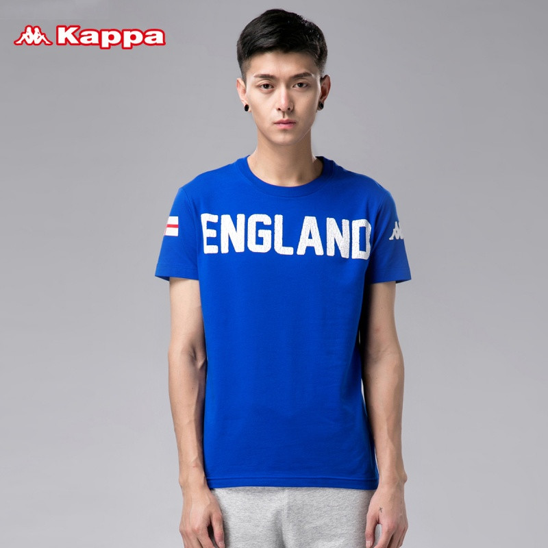 Kappa卡帕背靠背T恤男短袖运动上衣圆领透气白色休闲半袖_1 XL（成人） 漂白-001