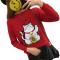 18款式多色招财猫毛衣女针织衫情侣款宽松半高领短款针织打底衫本命年新 2XL 圆领米白招财猫