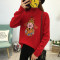 18款式多色招财猫毛衣女针织衫情侣款宽松半高领短款针织打底衫本命年新 M 高领红色招财猫