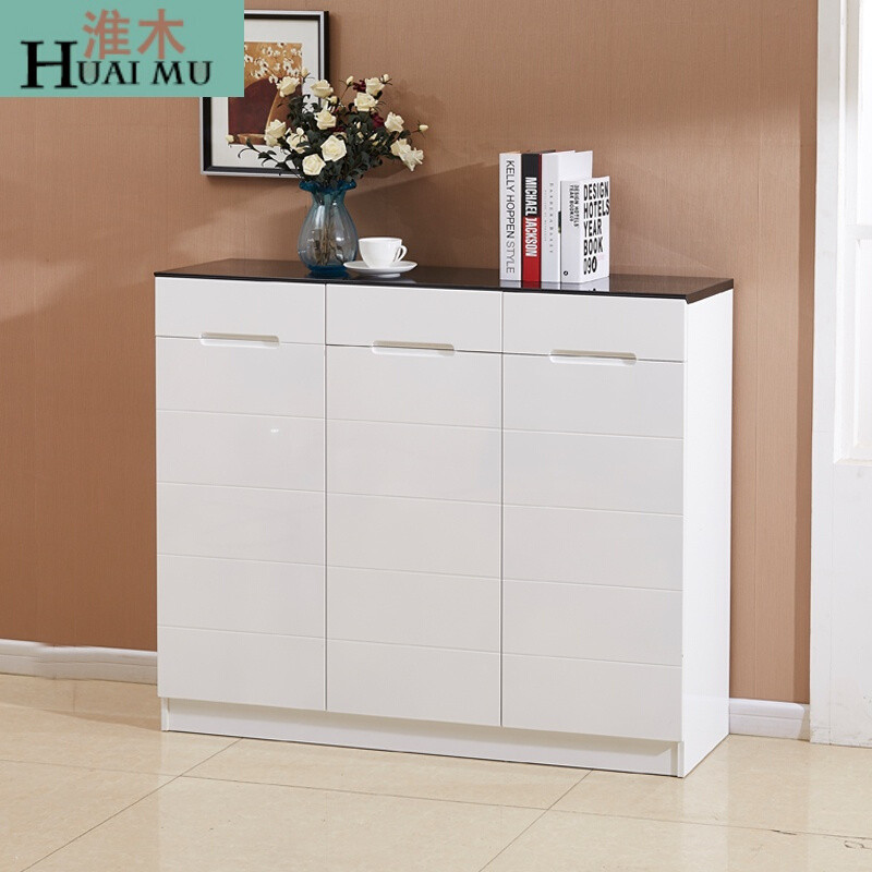 淮木（HUAIMU）现代简约鞋柜烤漆白色鞋橱储物柜四大容量玄关隔断柜薄四四抽160*32* 三门三抽100*32*100