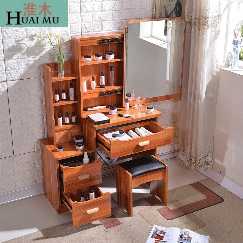 淮木（HUAIMU）欧式梳妆台卧室小户型化妆桌现代简约化妆柜简易田园柜子板式桌子988胭脂 699水果木左柜