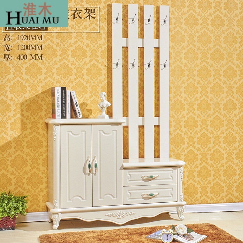 淮木（HUAIMU）欧式高厅玄关挂衣架鞋柜创意小户型烤漆简约现代衣帽薄柜法式衣架右组装_0 法式衣架右