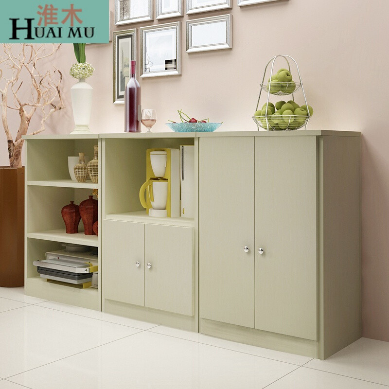 淮木（HUAIMU）餐边柜储物柜带碗柜厨房柜子茶水柜厨房储物双储物柜酒柜ABC浅胡桃双 ABC白枫