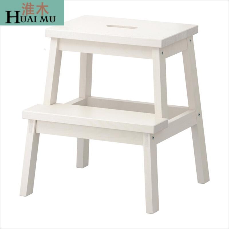 淮木（HUAIMU）实木阶梯方凳收纳凳高低凳梯凳换鞋凳爬高凳黑色其他_4 白色