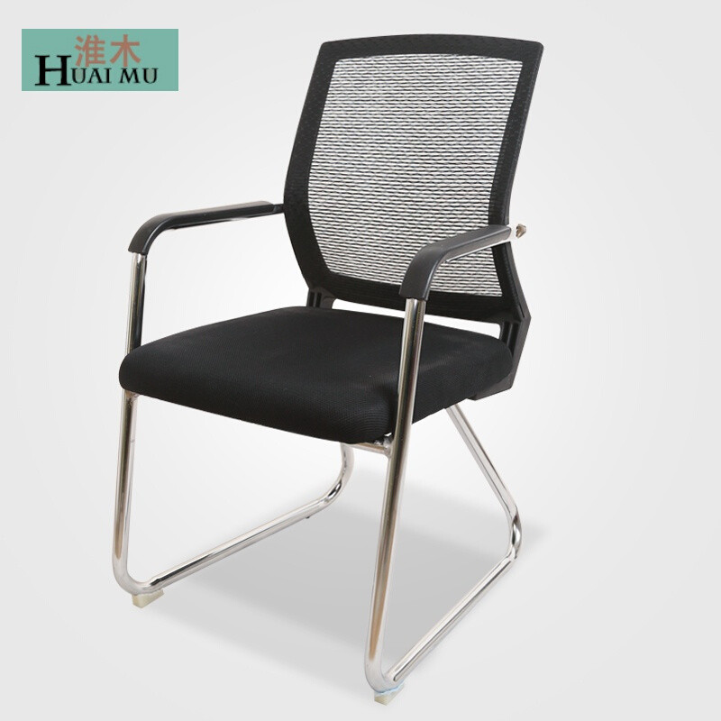 淮木（HUAIMU）亿家达办公椅子电脑椅家用座椅转椅人体工学椅网布职员椅老板椅 黑色(钢制脚)