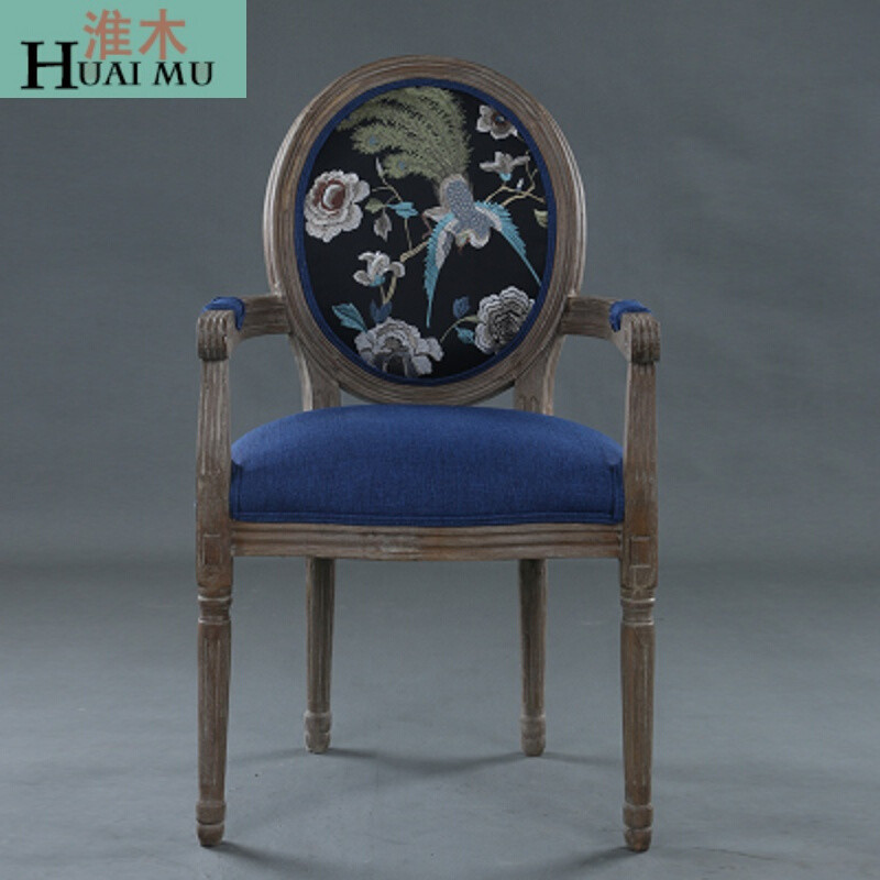 淮木（HUAIMU）美式乡村复古印象龙椅子欧式咖啡厅雕花做旧仿古餐椅书椅 18