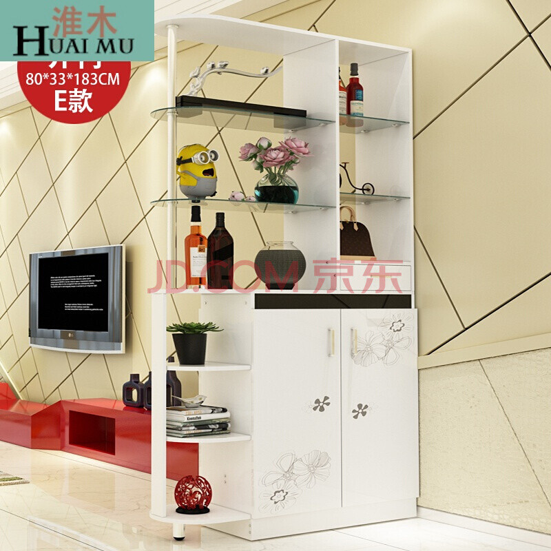 淮木（HUAIMU）创意简易隔断双面酒柜鞋柜薄欧式仿烤漆鞋柜玄关柜L款137cm组装_4 F款80cm