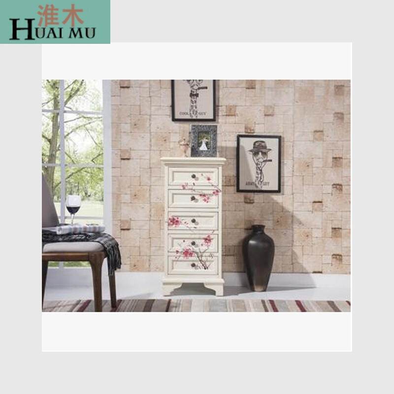 淮木（HUAIMU）卧室玄关柜复古厅柜美式乡村实木斗柜客厅整装储物柜七斗柜整装_1 白色五斗柜