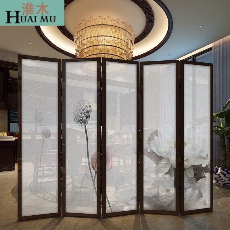 淮木（HUAIMU）简约现代实木透明折叠屏风玄关客厅移动隔断书房卧室隔断风水屏风 单扇樟子松45*180