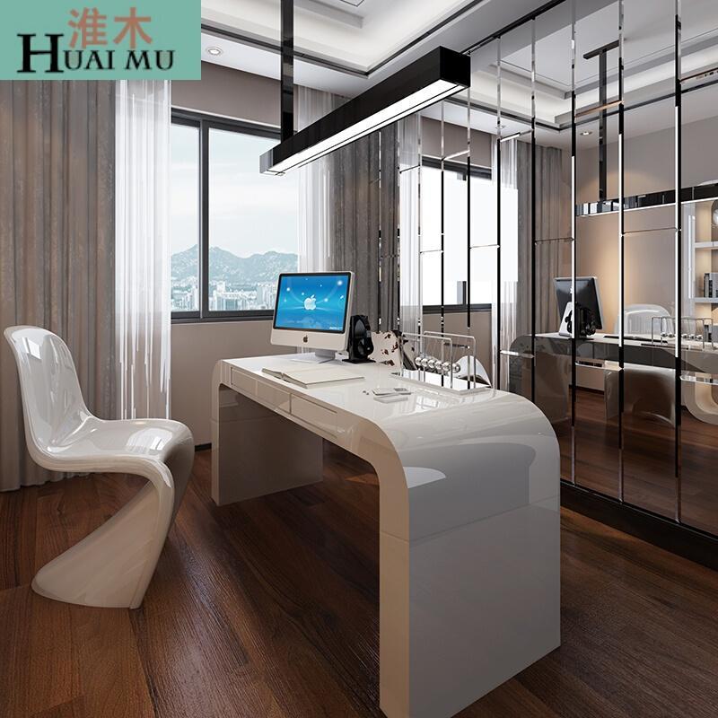 淮木（HUAIMU）创意简欧电脑桌台式现代简约时尚个性写字台白烤漆苹果办公桌_2 组装180*60*75cm长宽高